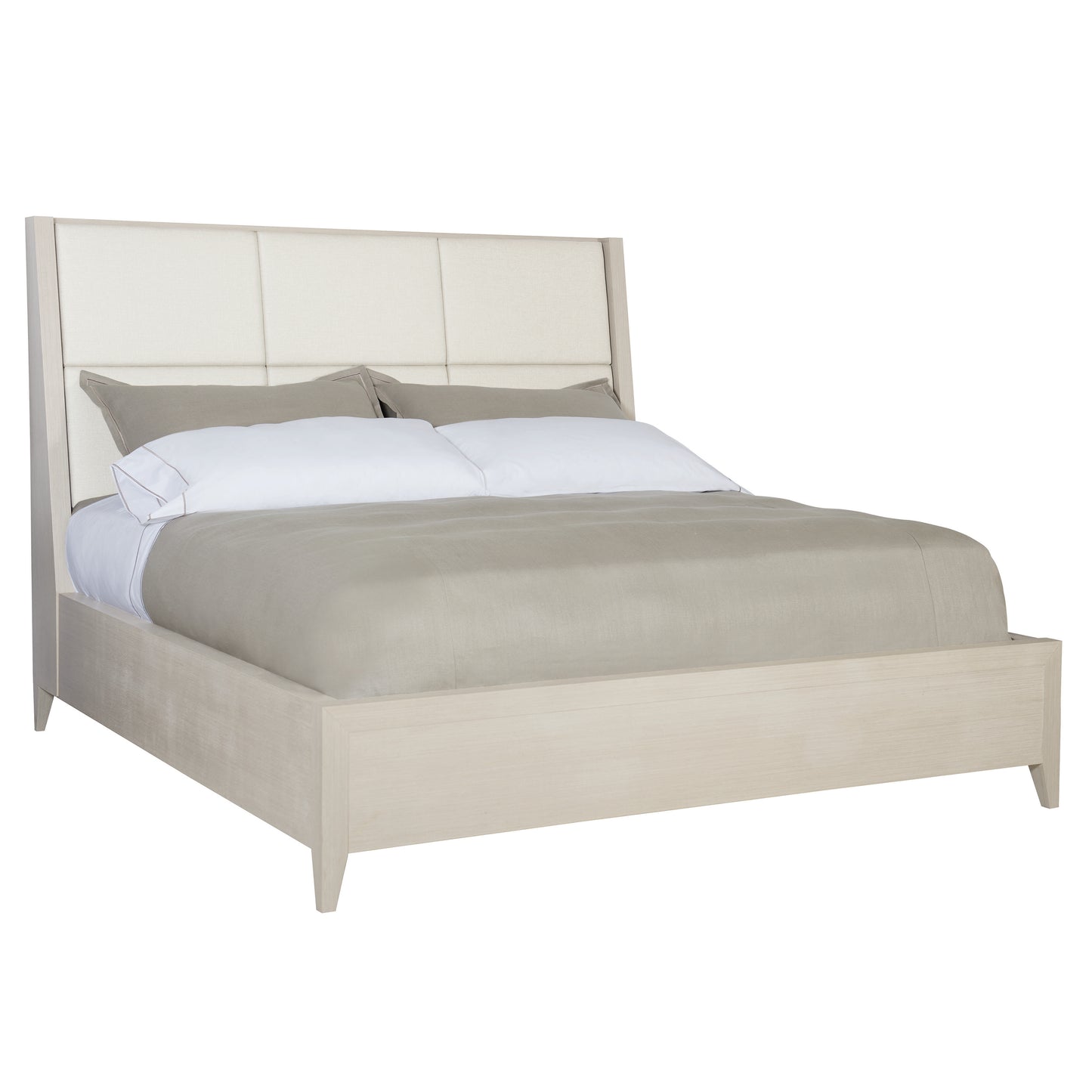 Axiom King Upholstered Panel Bed with Wooden Footboard and Side Rails