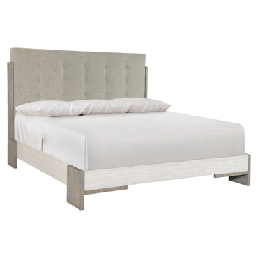 Foundations Upholstered Button Tufted King Panel Bed