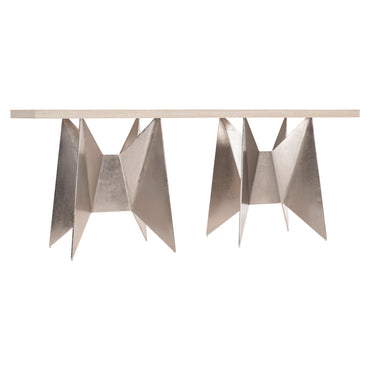 Solaria Console Table with 2 Metal Origami-inspired Bases