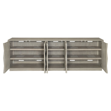 Linea Entertainment Console in Cerused Greige Finish